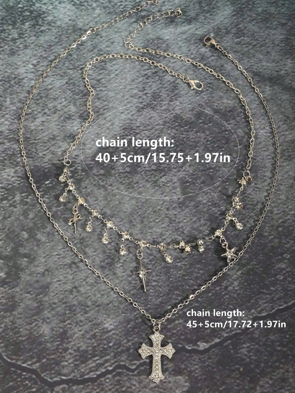 Women's Y2K Multi-Layer Necklace Set, Sparkling Zirconia Gothic Cross Pendant & Star Charm, Elegant Fashion Jewelry for Women, Exquisite Chain Jewelry, Cross Necklaces, Costume Necklaces, Fashion Jewelry Party
