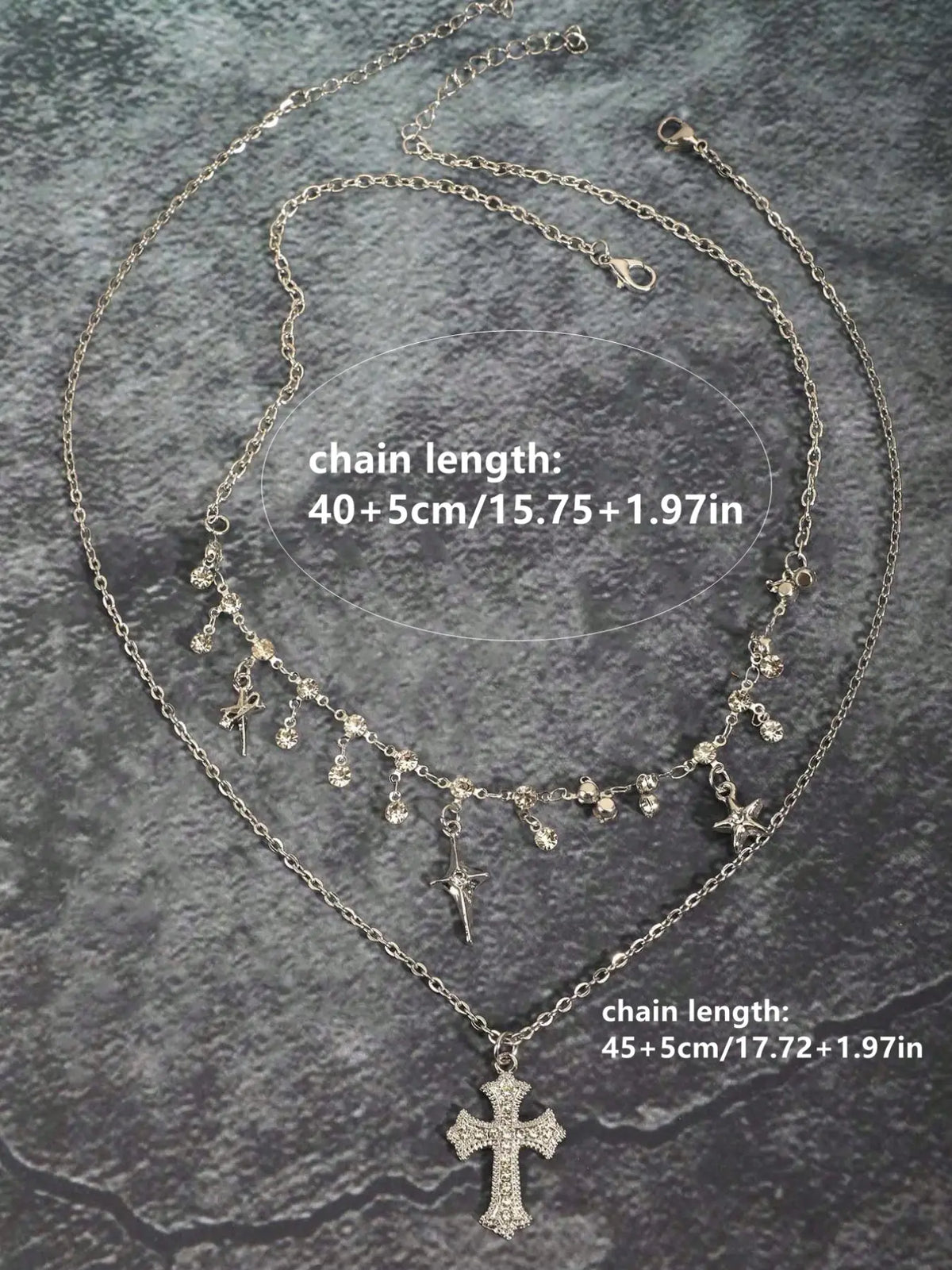 Women's Y2K Multi-Layer Necklace Set, Sparkling Zirconia Gothic Cross Pendant & Star Charm, Elegant Fashion Jewelry for Women, Exquisite Chain Jewelry, Cross Necklaces, Costume Necklaces, Fashion Jewelry Party