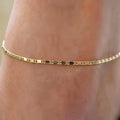 Women's Gold Metal Coating Herringbone Pattern Anklets for Women - Lightweight Thin Chain, Adjustable Casual Chain Accessory Anklets, Elegant Female Costume Jewelry for Beach, Summer Foot Accessory