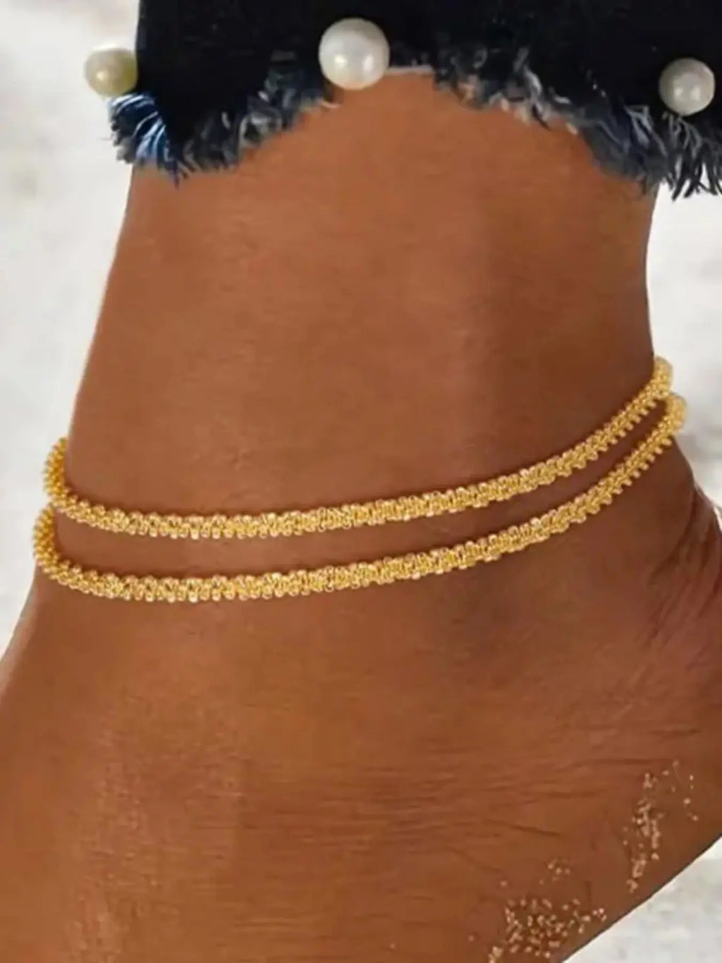 Women's Adjustable Multi-Layer Waterproof Anklet Set, Summer Beach Jewelry, Fashionable Party Accessories, Daily Wear Decorations, Trendy Fashionable Accessories