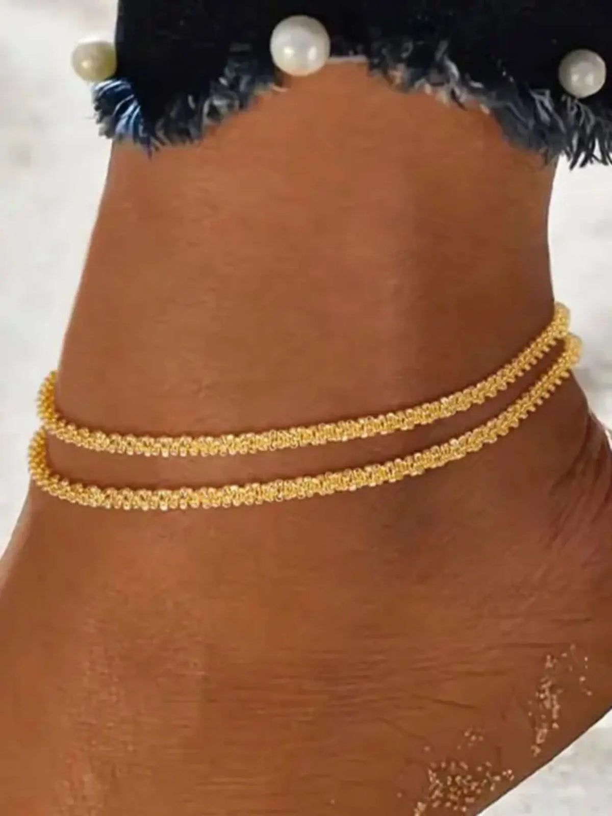 Women's Adjustable Multi-Layer Waterproof Anklet Set, Summer Beach Jewelry, Fashionable Party Accessories, Daily Wear Decorations, Trendy Fashionable Accessories