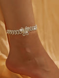 Trendy Individual Hip Hop Cuban Chain Sparkling Full Diamond Butterfly Anklet, Dainty Layered Anklet, Fashionable Jewelry Accessory for Stylish Look, Trendy Jewellery Accessories