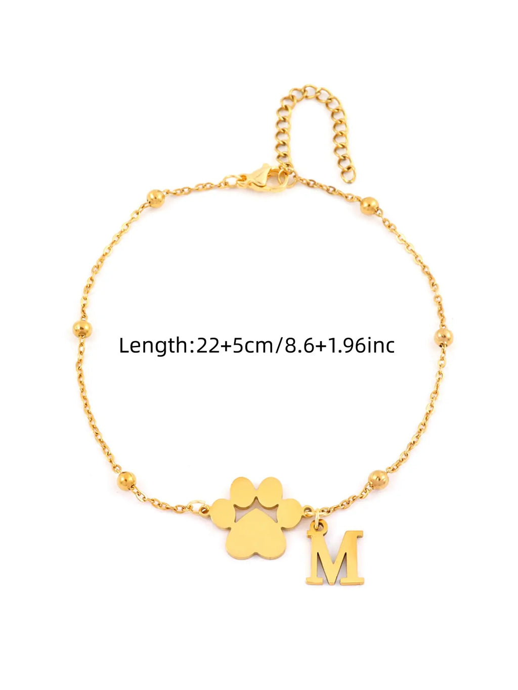 Women's Stainless Steel Anklet, Cute Letter Dog Paw Print Design, All Seasons Fashion Jewelry for Women, Initial Anklet