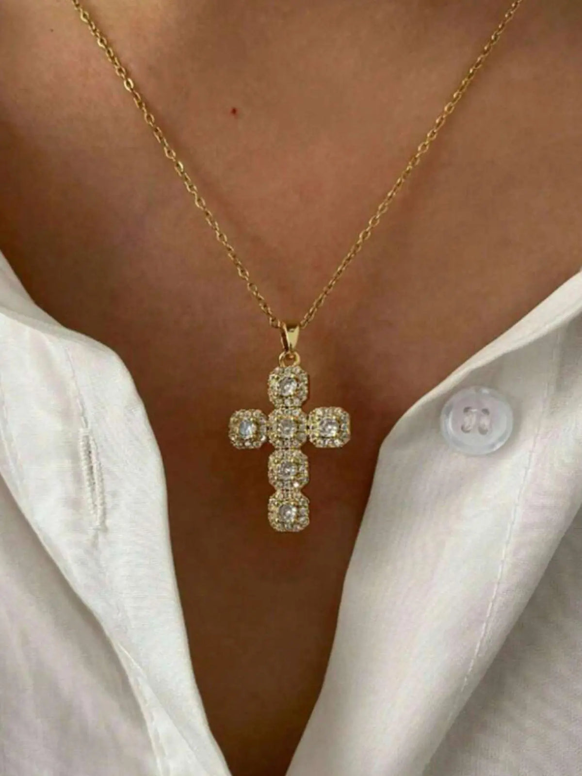 Cross Pendant Necklace for Women, Cross Charm Necklace, Stainless Steel Jewelry for Party, Daily Clothing Decor, Trendy All-match & Exquisite Jewelry for Birthday Gift, Stainless Steel Necklaces, Modern Versatile Accessories