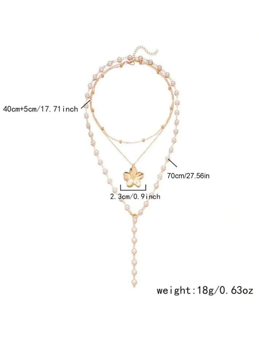 2 Pcs Vintage Bohemian Metal & Faux Pearl Flower Pendant Necklace Set, Summer Style Jewelry, Boho Style Necklace, Y-Shaped Chain, Ideal for Daily Wear and Beach Vacations