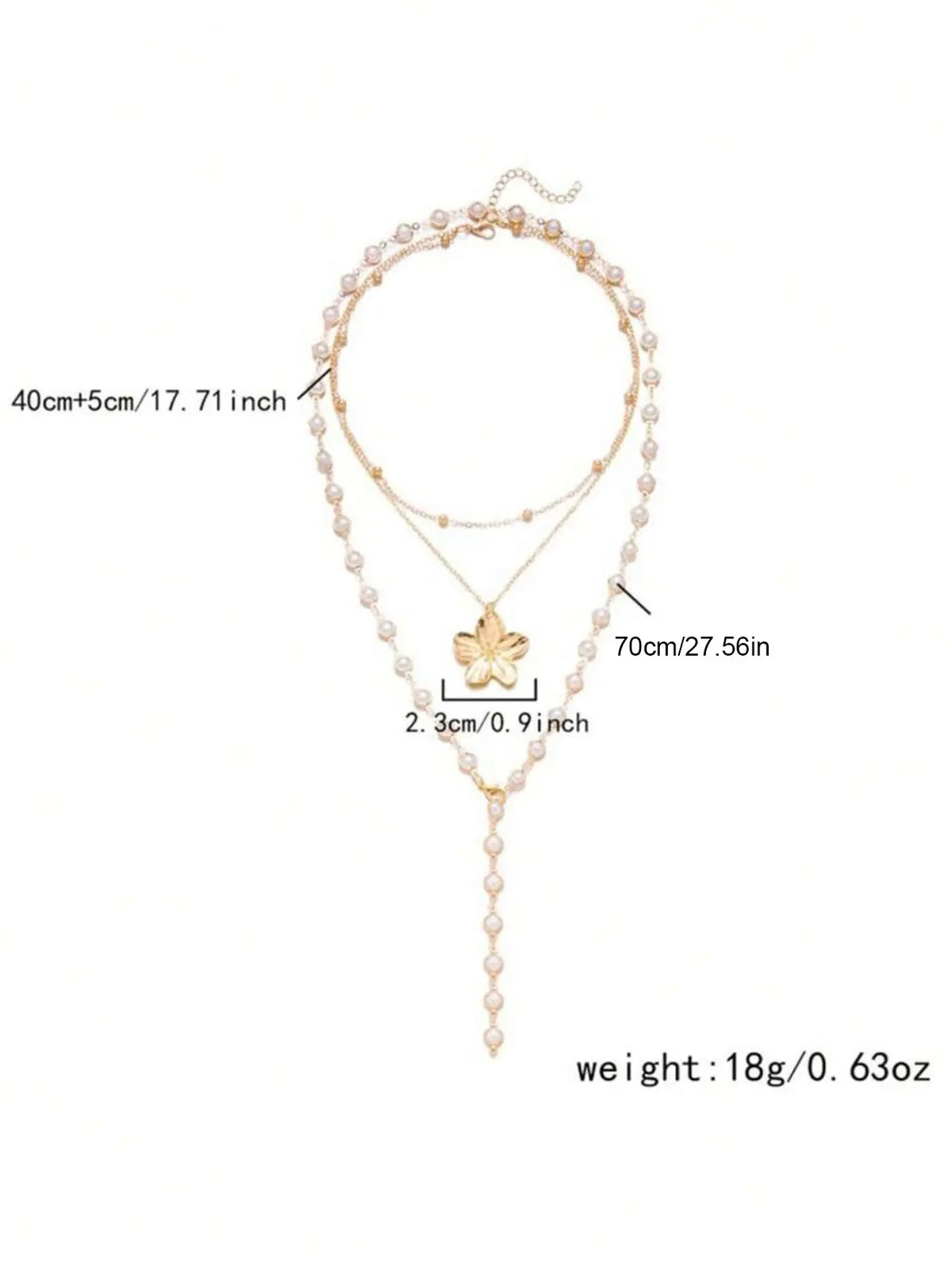 2 Pcs Vintage Bohemian Metal & Faux Pearl Flower Pendant Necklace Set, Summer Style Jewelry, Boho Style Necklace, Y-Shaped Chain, Ideal for Daily Wear and Beach Vacations