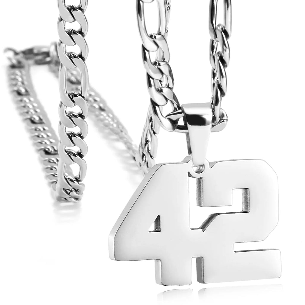 CaptainSteeL Personalized Number Pendant Necklaces for Men - 24in Stainless Steel Chains, Sports Team Inspiration Jewelry Gift, Men's Accessories, Football Drip Accessories, Mens Gifts, Waterproof Wear,sohochic