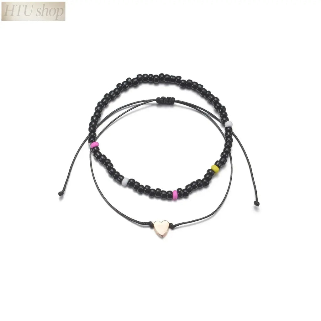 Women's Elastic Leather Anklets - Foot Jewelry with Elegant Heart Charm, One Size Fits All Fashion Accessories for Everyday Wear and Parties,sohochic