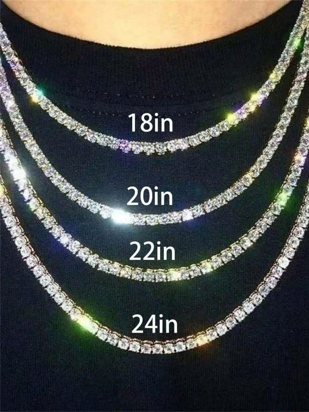 1pc Diamond Tennis Necklace, Casual Style Fashion Jewelry Necklaces, Unisex, Thick Bottom Edge Anti-Deformation, Tennis & Cuban Link Chain, Cuban Link Design, 18-24 Inches, Gift For Valentine's Day, Father's Day, Holidays, Party, Jazz Cuban Chain