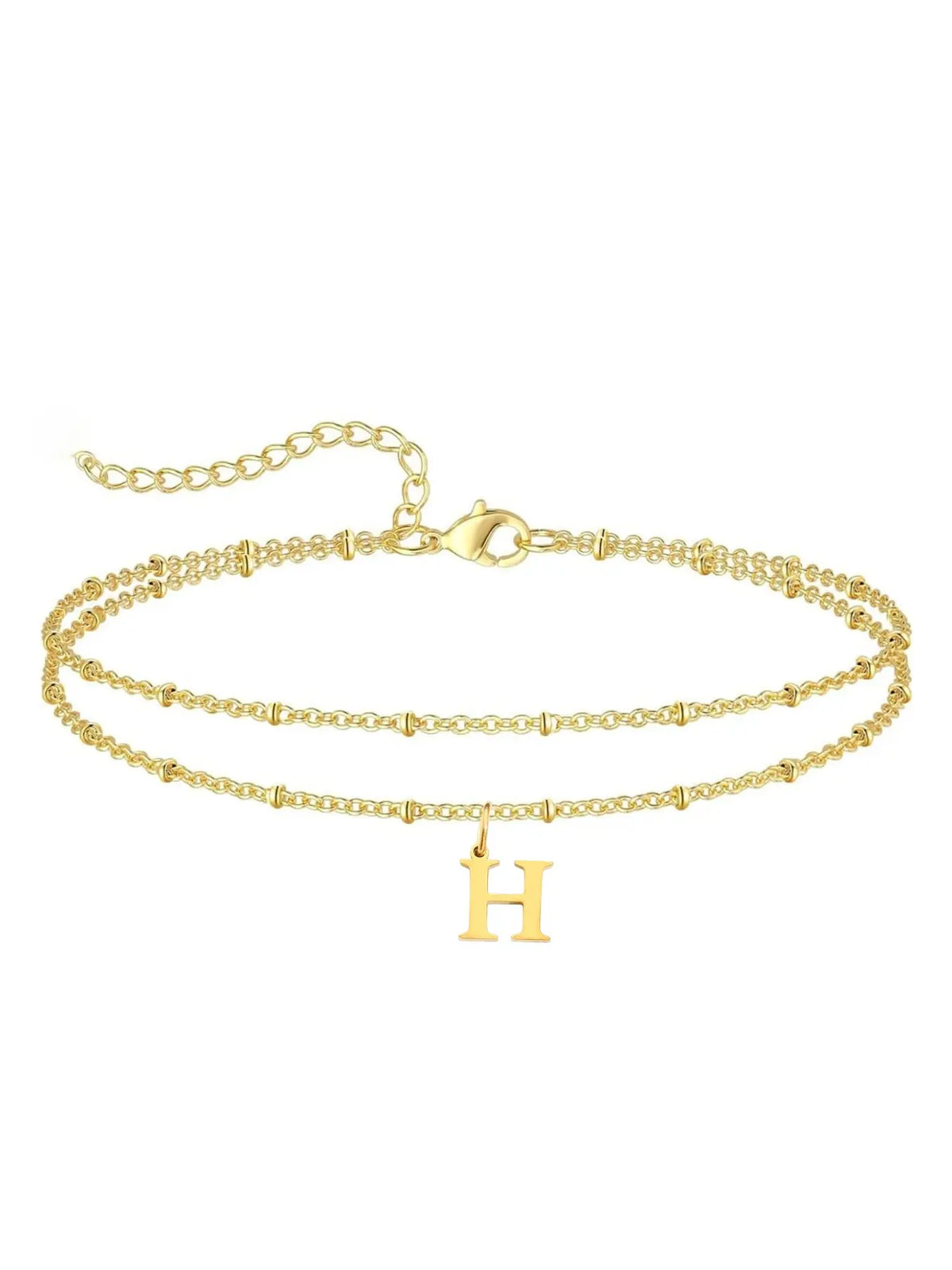Letter A Design Anklet for Women, Fashion Jewelry for Party, Daily Clothing Decor, Jewelry for Birthday Gift, Personalized Jewelry Gift, Adjustable Anklet, Initial Anklet, Trendy Jewelry