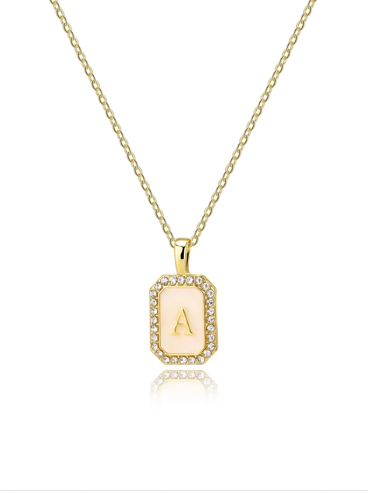 Personalized A-Z Letter Pendant Necklace for Women, Square Rhinestone Inlay, Vintage Glamorous Fashion Jewelry Gift for Her, Elegant Rhinestone Necklace, Initial Letter Necklace, Custom Initial Necklace, Alphabet Necklace