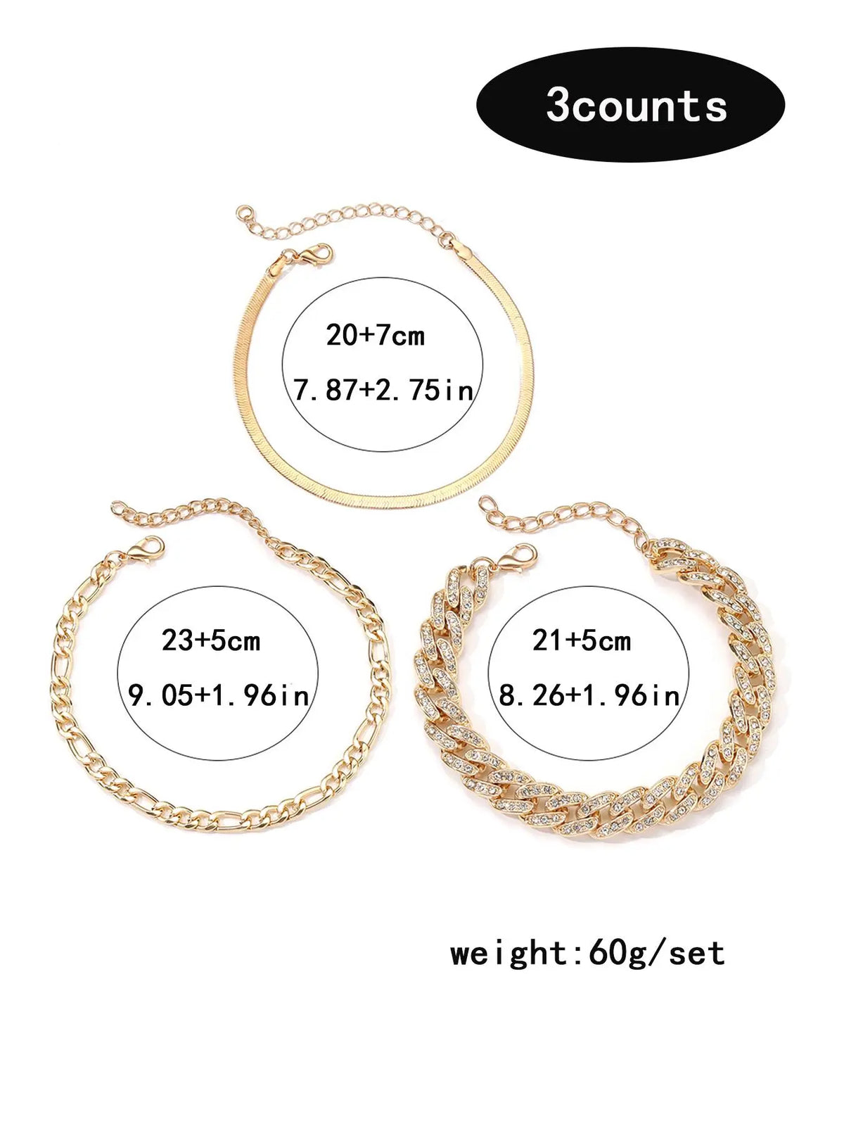 Women's Elegant Rhinestone Decorated Snake Chain Anklet,  Trendy Multi-layered Cuban Chain Anklet, Dainty Layered Anklet, Fashionable Body Jewelry for Women & Girls for Decoration, Trendy Jewellery Accessories, Foot Jewelry, Elegant Accessory