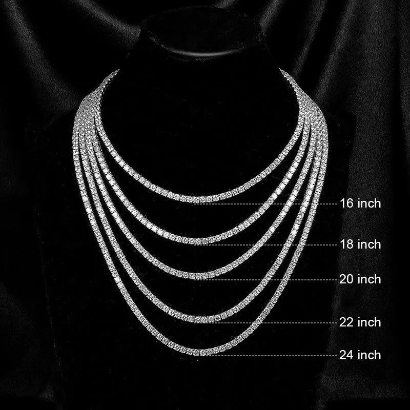 MDFUN Unisex Iced Out Tennis Chain Necklace, 3-6mm 5A+ CZ 4-Prong Bling Chain, Elegant Luxury Hip Hop Costume Jewelry, Female & Male Stylish Accessory, Thoughtful Gift Option,sohochic