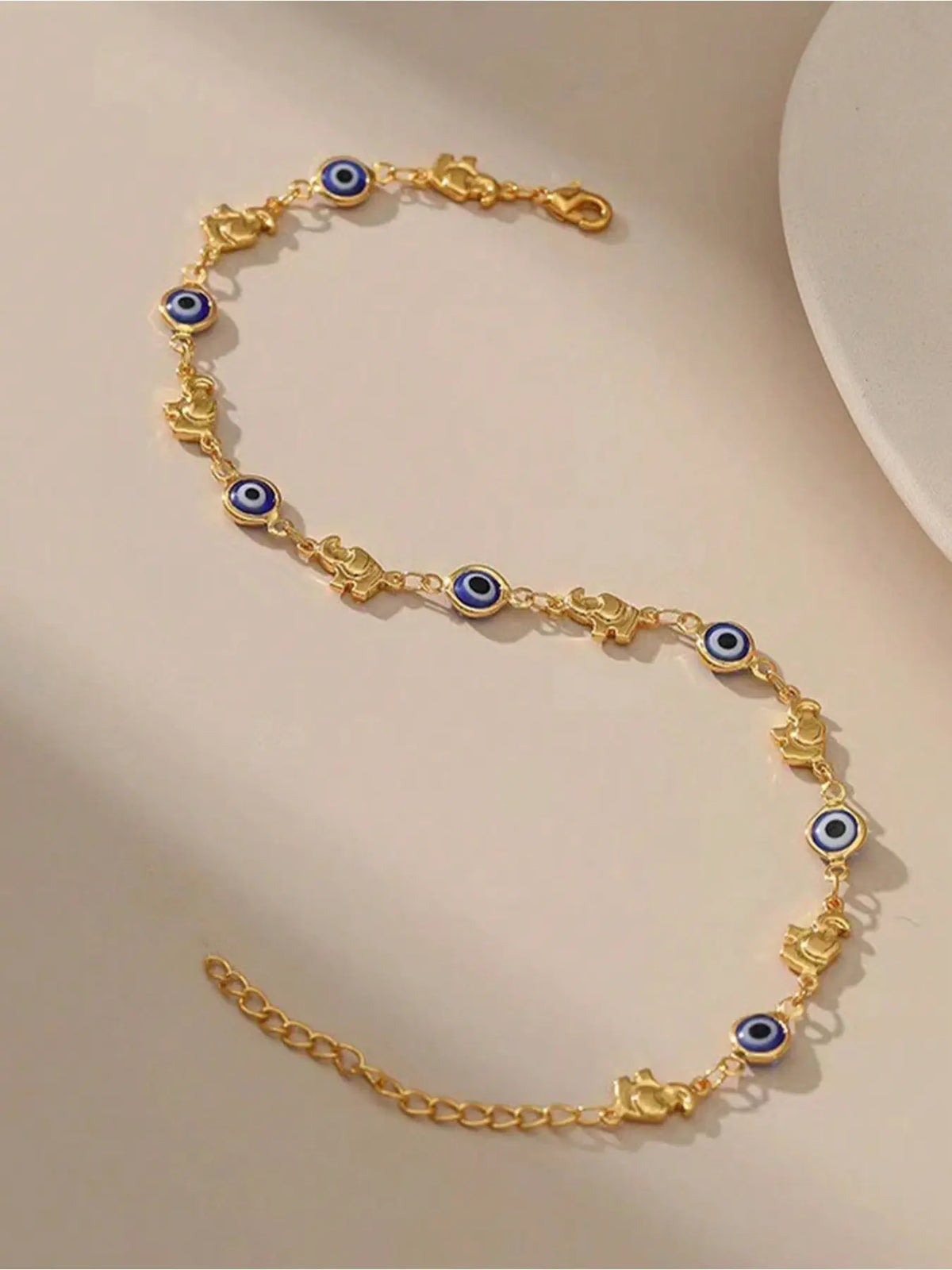 Elegant Daisy Anklet, Boho Style Blue Turquoise Eye Elephant Metal Chain, Summer Beach Foot Jewelry, 1pc Fashion Accessory, Fashionable Jewelry Accessories, Wearable Jewelry, Trendy Jewelry, Jewellery