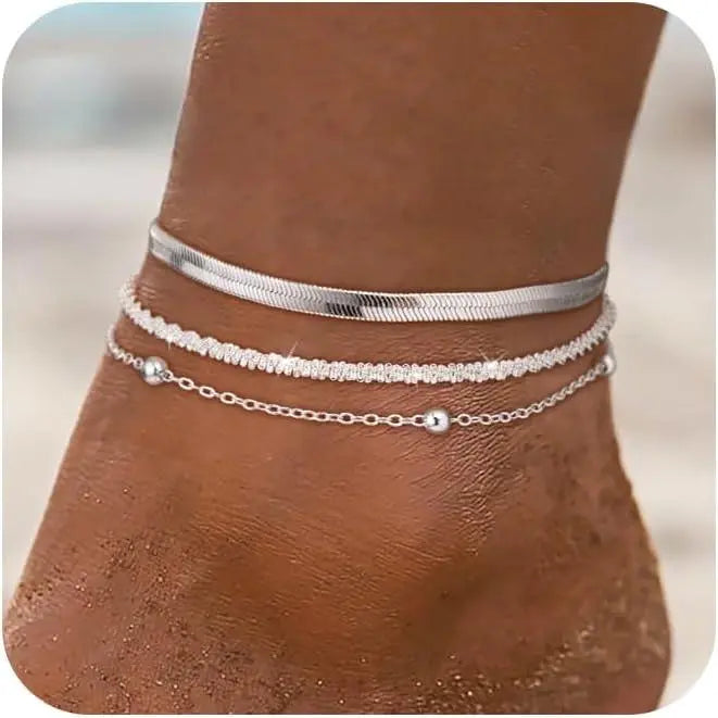FREEKISS Ankle Bracelets For Women Cuban Snake Figaro Paperclip Box Link Chain Layered Anklet Set Dainty Fashion Waterproof Anklet Jewelry Gift For Women Gilrs For Christmas outdoorfun Stack anklets for women Elegant