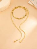 1pc Luxury Sparkling CZ Faux Pearl Beaded Long Necklace, Elegant Necklace, Personalized Metal Disc Tassel Pendant Necklace For Women, Bling Chain, Suitable For Parties, Gifts, And Daily Wear (Color And Texture As Per Actual Item) Layered Necklaces