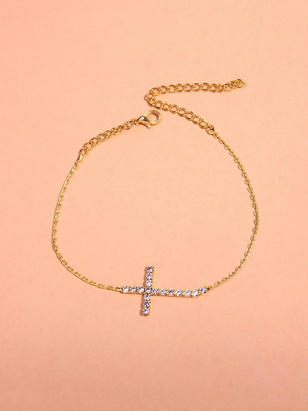 Trendy Cross Anklet Foot Chain, Simple Fashion Creative Single Layer Rhinestone Sparkling Design, Best Selling Accessory for Women, Trendy Jewelry, Fashionable Jewelry Accessories
