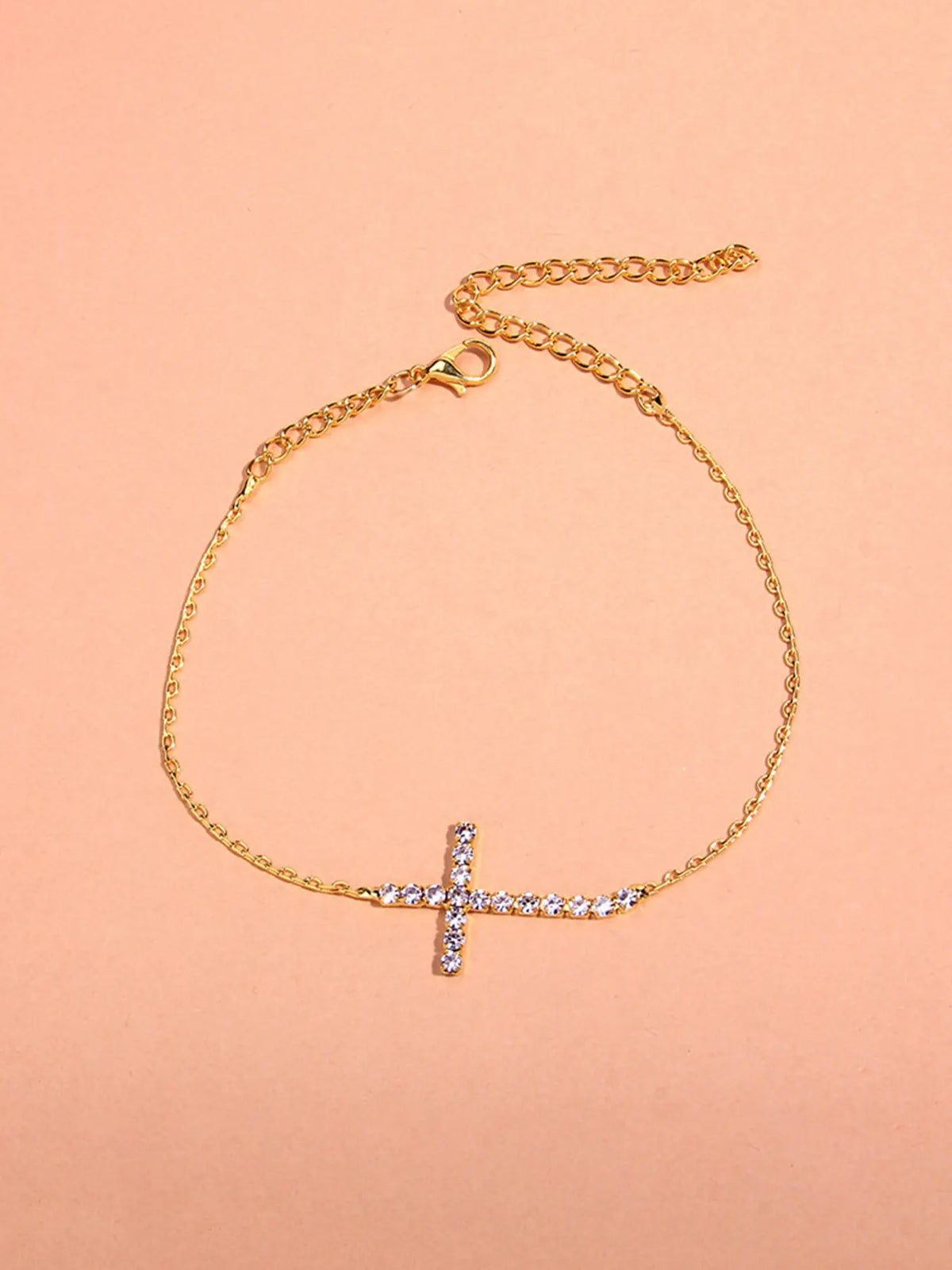 Trendy Cross Anklet Foot Chain, Simple Fashion Creative Single Layer Rhinestone Sparkling Design, Best Selling Accessory for Women, Trendy Jewelry, Fashionable Jewelry Accessories