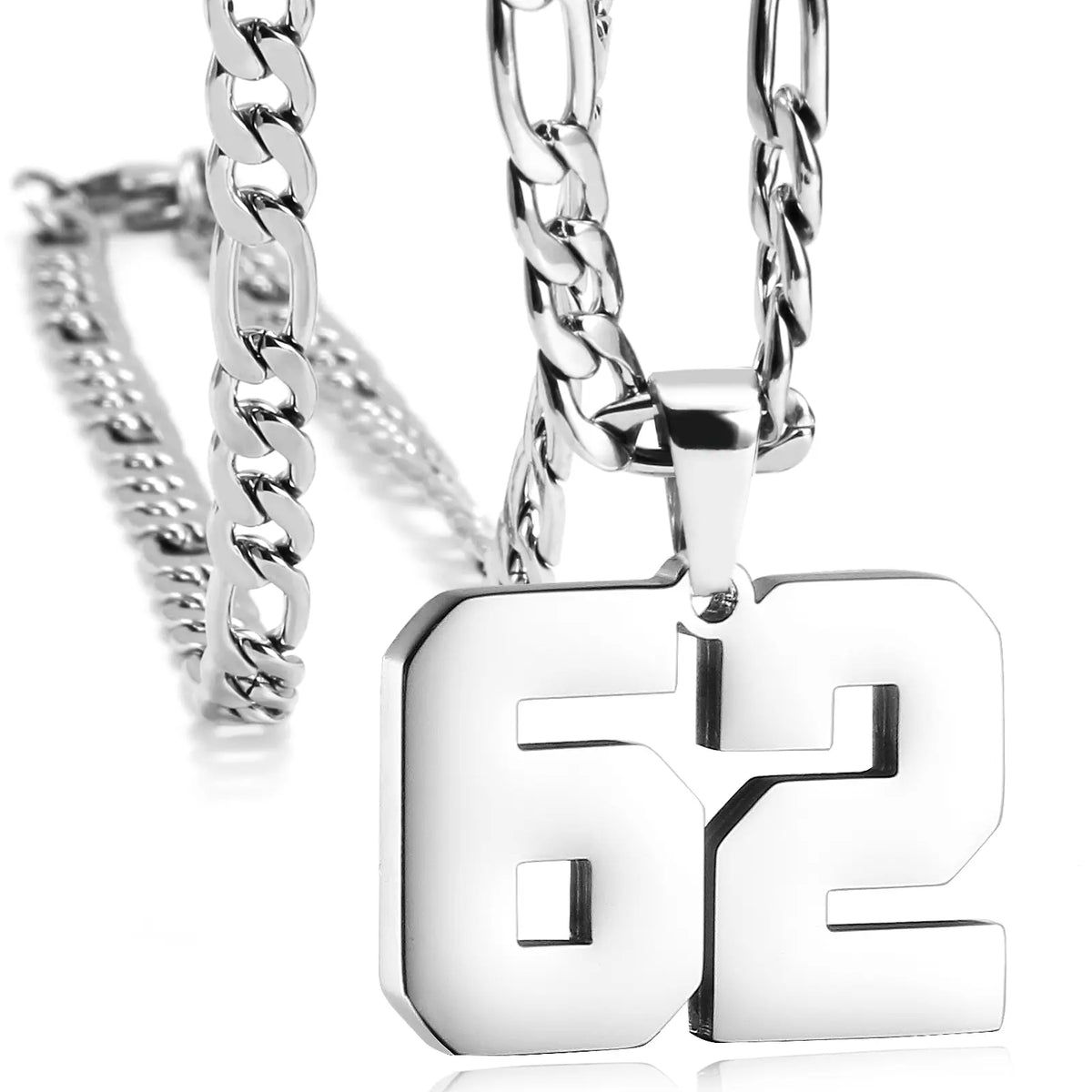 CaptainSteeL Personalized Number Pendant Necklaces for Men - 24in Stainless Steel Chains, Sports Team Inspiration Jewelry Gift, Men's Accessories, Football Drip Accessories, Mens Gifts, Waterproof Wear,sohochic