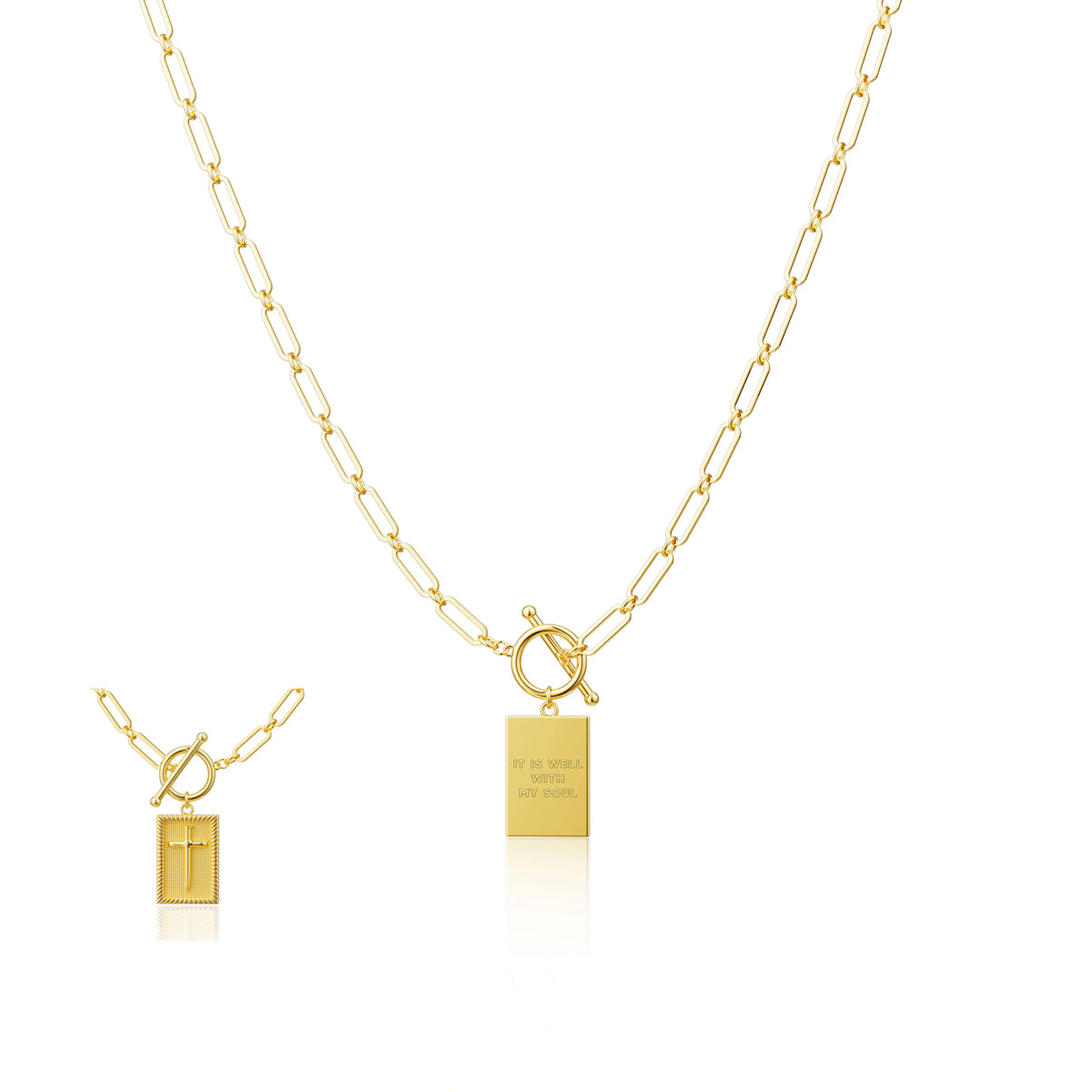 Loyalove 14K Gold Plated Charm Outdoorfun Cross Choker Necklace for Women Thick Chunky Paperclip Chain, Cuban Link Chain, Hip Hop Fashion Jewelry, Trendy Easter Gifts