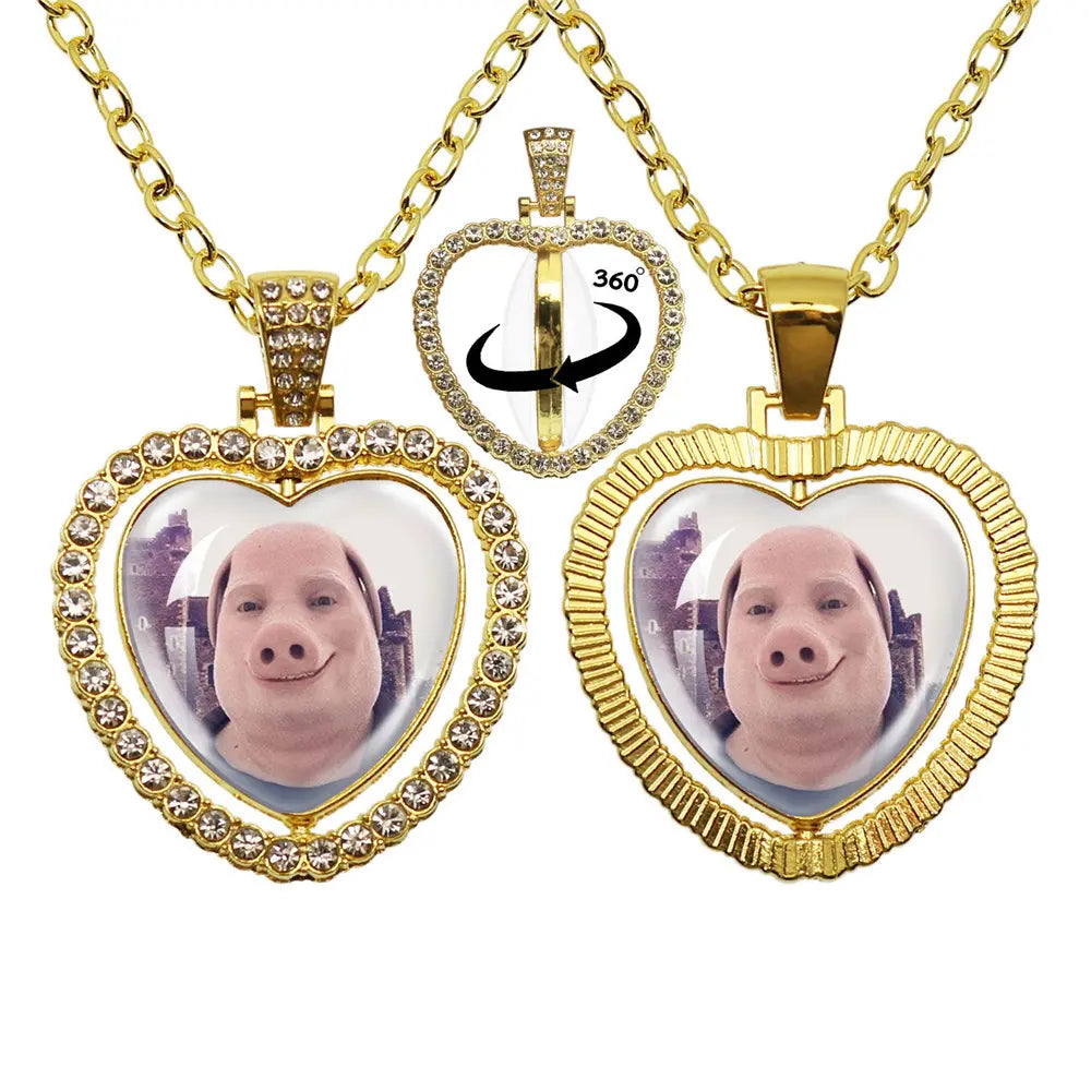 Whimsical John Pork Calling Phone Graphic Pig Necklace - Costume Jewelry for Women, Quirky Gift Accessories for Women, Moon Design POP Style Necklaces
