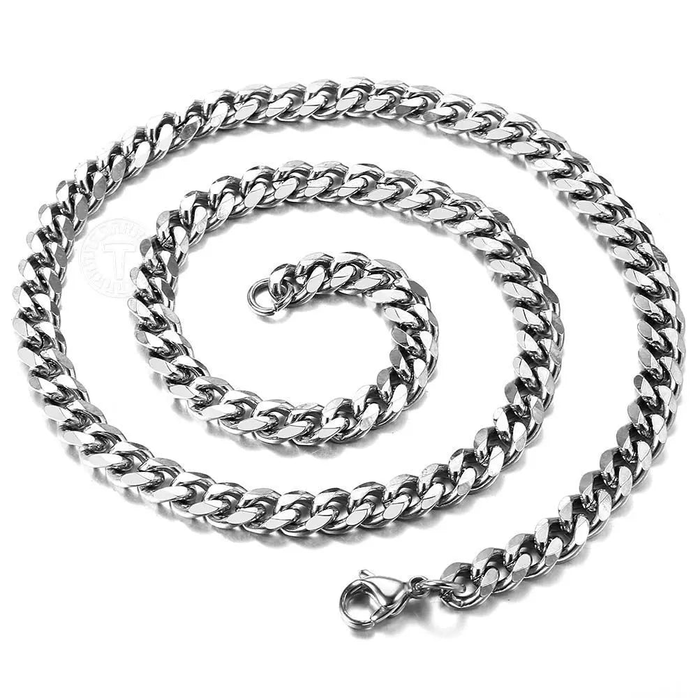 3/5/7/9/11mm Hermah Men's Curb Chain Necklace Choker Silver/Gold Color Stainless Steel Cuban Link Jewelry for Male Female Valentine Gift
