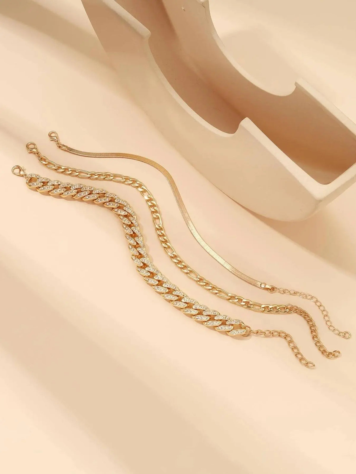 Women's Elegant Rhinestone Decorated Snake Chain Anklet,  Trendy Multi-layered Cuban Chain Anklet, Dainty Layered Anklet, Fashionable Body Jewelry for Women & Girls for Decoration, Trendy Jewellery Accessories, Foot Jewelry, Elegant Accessory