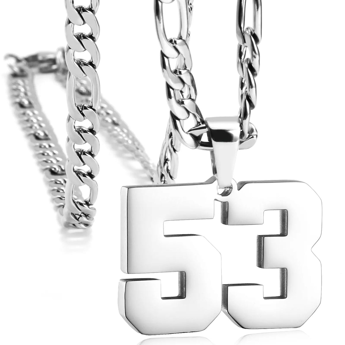 CaptainSteeL Personalized Number Pendant Necklaces for Men - 24in Stainless Steel Chains, Sports Team Inspiration Jewelry Gift, Men's Accessories, Football Drip Accessories, Mens Gifts, Waterproof Wear,sohochic