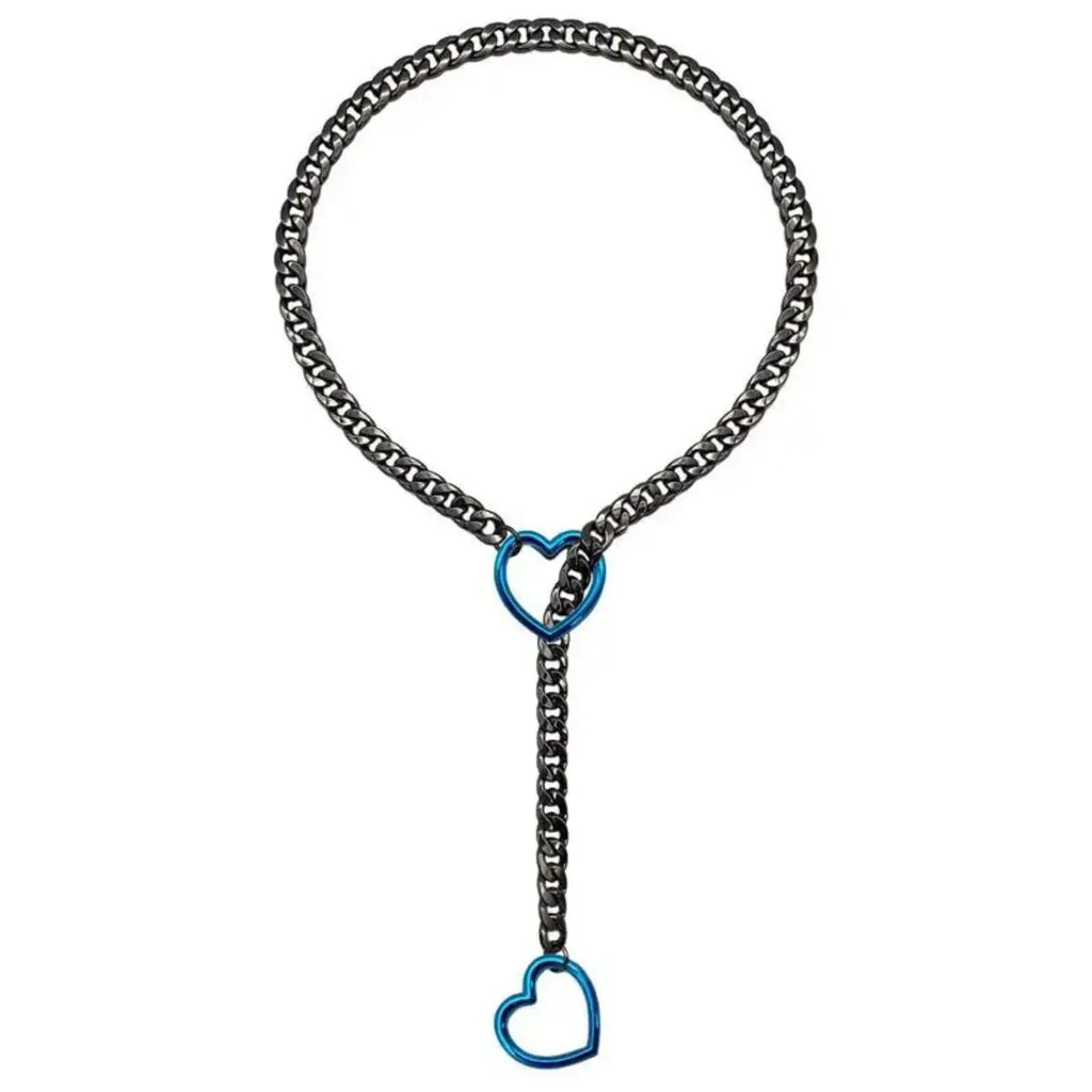 Unisex Adjustable Punk Stainless Steel Cuban Link Chain with Heart Cut-Out - Gold & White Options, Casual Versatile Daily/Party Wear with Punk Edge, Shared Style Adult Accessory, Ideal Gift for Boyfriend