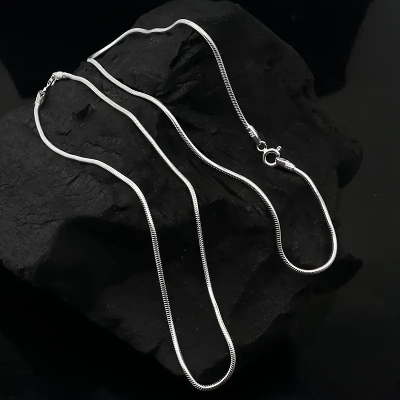 Handmade 1mm Round Beads Snake Bone Chain Necklace - Unisex Costume Jewelry, Elegant Classic Design, Thoughtful Holiday Gift, Chai Accessory, Buy 2 Get 1 Free, Handmade Bone Charm Necklaces