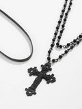 Goth Layered Black Cross Choker Set | Dark Fashion Gift for Her, Goth Party & Christmas,Personalized One-of-a-Kind Gift,HolidayDeals, Multilayer Cross Necklace, Coptic Cross Necklace, Gothic Cross, Gothic Jewelry, Gothic Cross Design