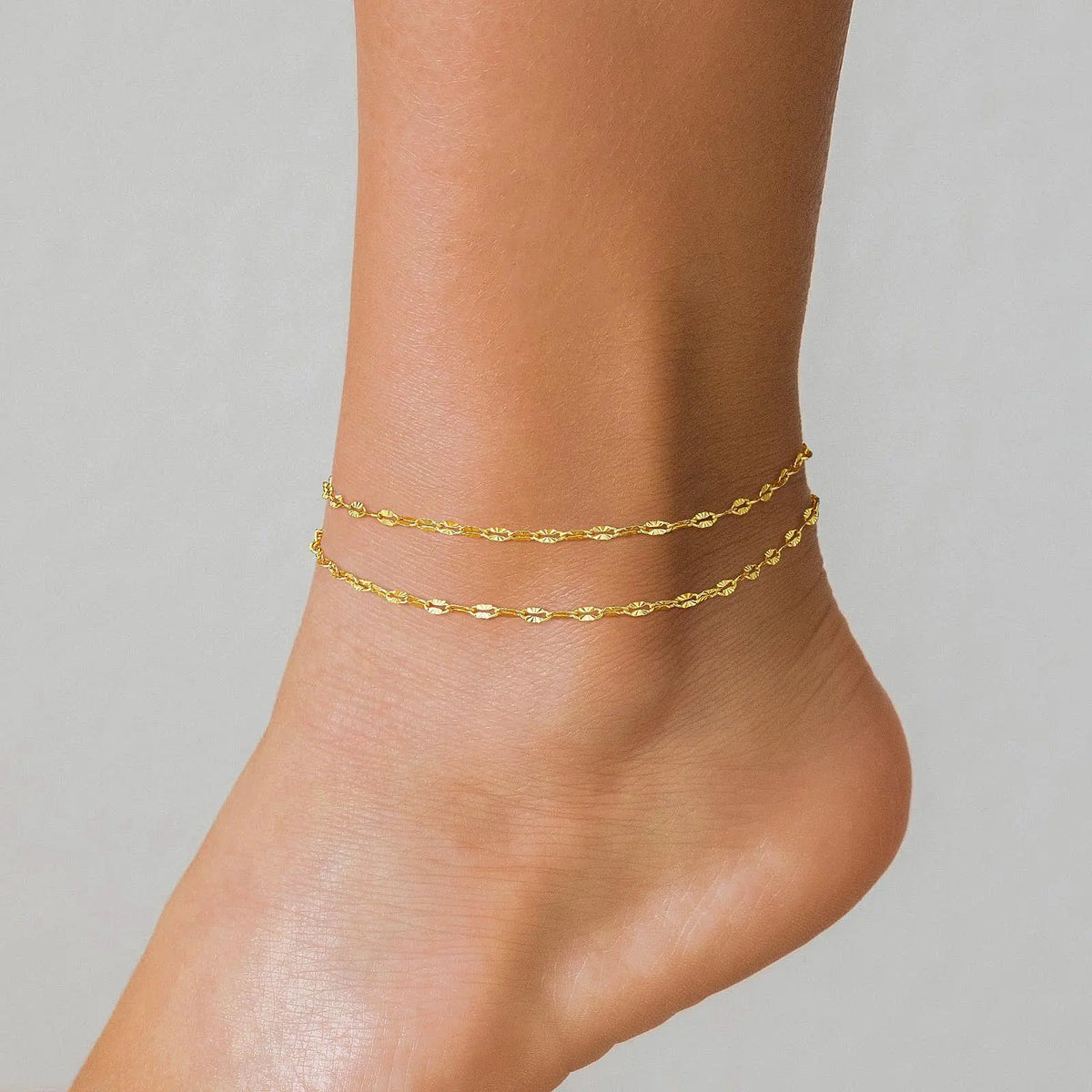 FREEKISS Women's Ankle Bracelet Exquisite Waterproof Multi-Layer Anklet Fashionable Waterproof Summer Jewelry Gift Rhodium Plated