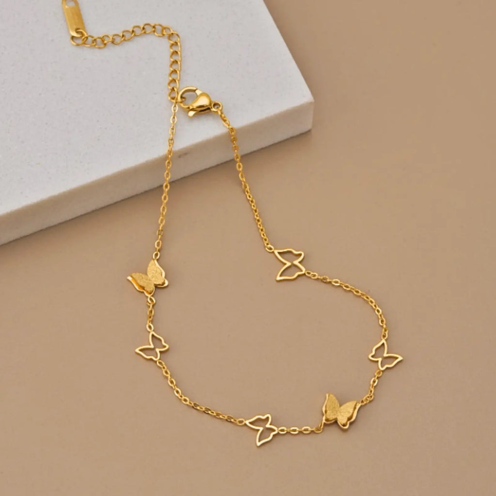 Butterfly Anklet for Women – Stainless Steel Dainty Ankle Bracelet, Minimalist Jewelry for Everyday Wear