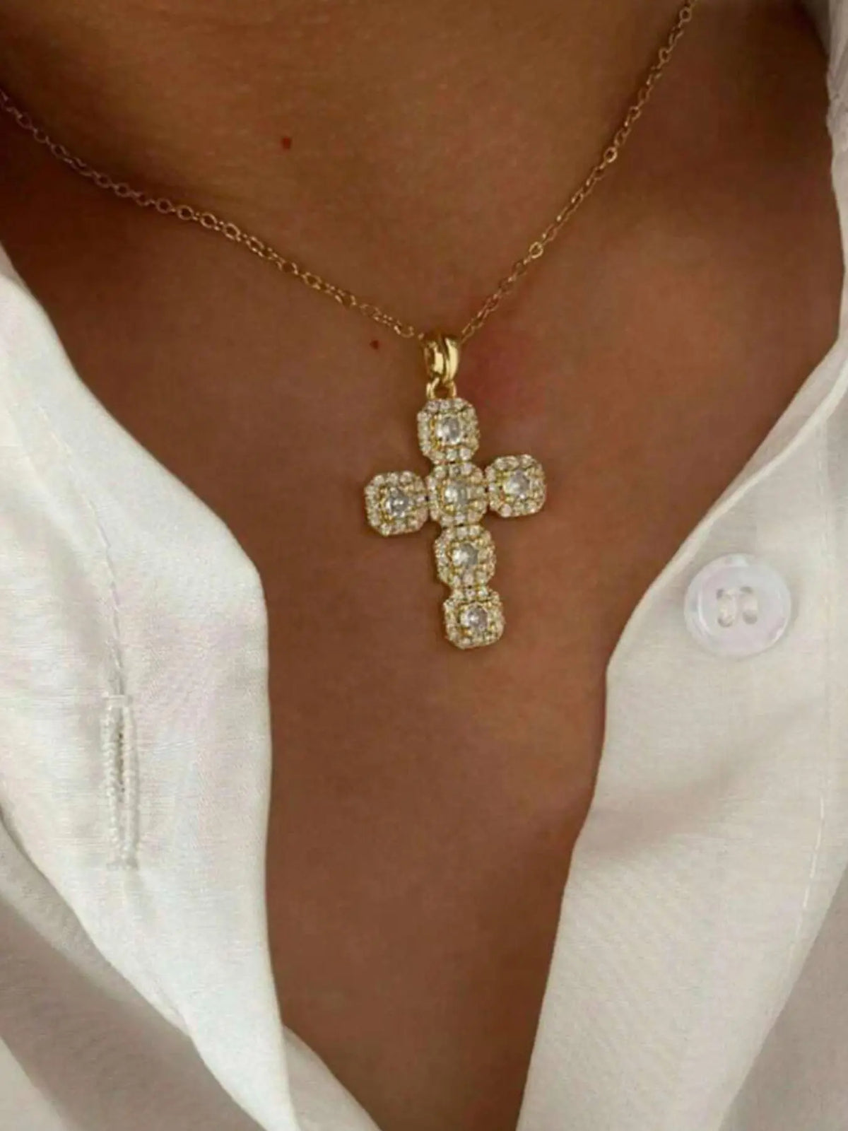 Cross Pendant Necklace for Women, Cross Charm Necklace, Stainless Steel Jewelry for Party, Daily Clothing Decor, Trendy All-match & Exquisite Jewelry for Birthday Gift, Stainless Steel Necklaces, Modern Versatile Accessories