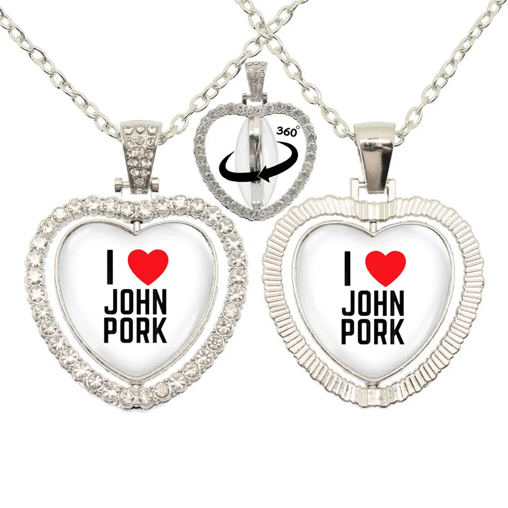 Whimsical John Pork Calling Phone Graphic Pig Necklace - Costume Jewelry for Women, Quirky Gift Accessories for Women, Moon Design POP Style Necklaces