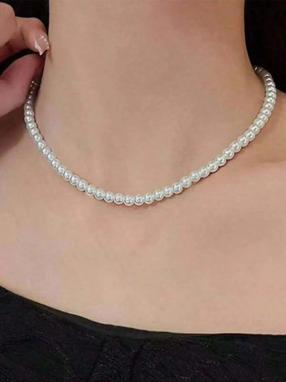 French Vintage Pearl Necklace, Elegant Choker Chain, Fashion Costume Jewelry Necklace, Versatile Jewelry for Daily Wear, Office, Dates, Parties, Enhances Neckline, Star Shine Necklace, Chic Gorgeous Jewelry
