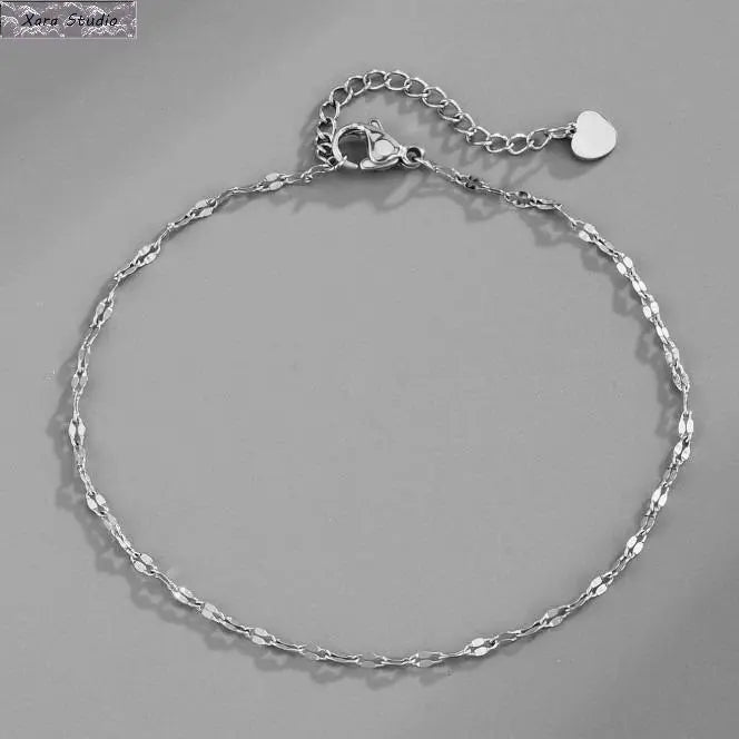 Women's Non-Tarnish Stainless Steel Lip Charm Anklet - Dainty Adjustable Trendy Jewelry, Minimalist Layered Foot Chain for Female Friends, Summer Vacation & Gift (Accessories for Women), Non Tarnish Jewelry,sohochic