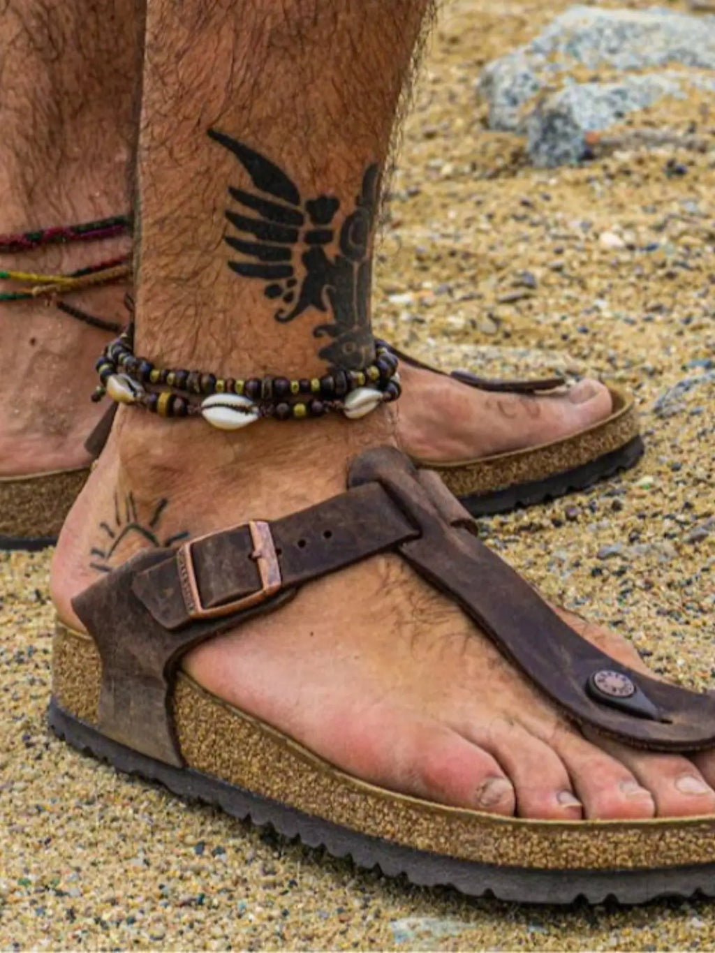Boho Ethnic Shell Wood Bead Coconut Shell Anklet, Adjustable Woven Beach Vacation Bracelet, Men's Fashion Foot Jewelry, Fashionable Accessory