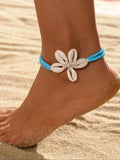 Boho Style Shell Decor Anklet, Fashionable Double Layer Beaded Anklet for Women & Girls, Casual Trendy Body Jewelry for Party, Daily Decor for Birthday Gift, Dainty Layered Anklet, Trendy Fashionable Accessories