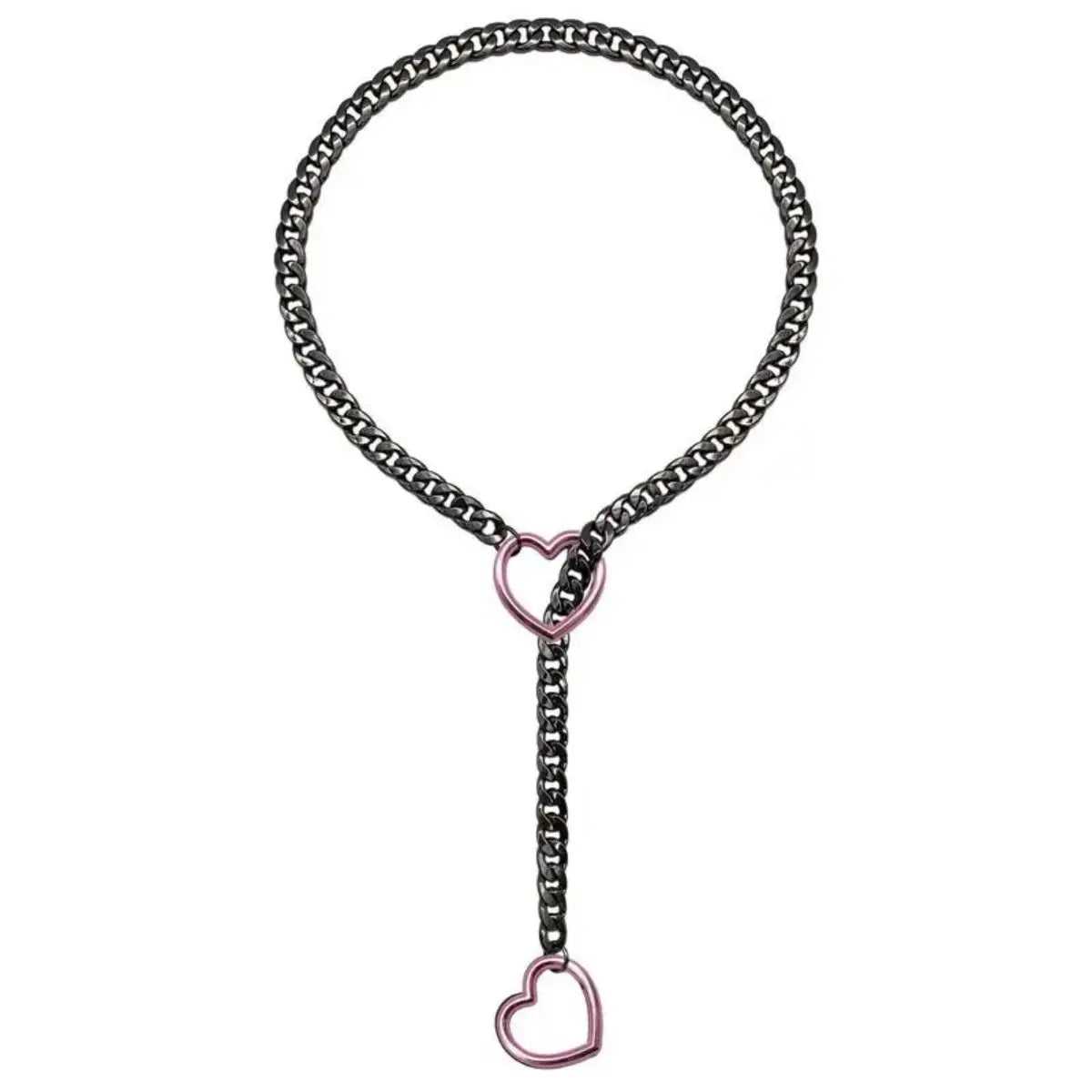Unisex Adjustable Punk Stainless Steel Cuban Link Chain with Heart Cut-Out - Gold & White Options, Casual Versatile Daily/Party Wear with Punk Edge, Shared Style Adult Accessory, Ideal Gift for Boyfriend