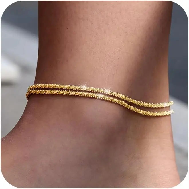 Dainty Layered Waterproof Anklet For Women Adjustable Womens Anklet Set Stackable Figaro Beaded Cuban Link Anklets Daily Clothing Decor For Beach Summer Trendy All-match & Exquisite Jewelry Gift For Outdoorfun Springtok
