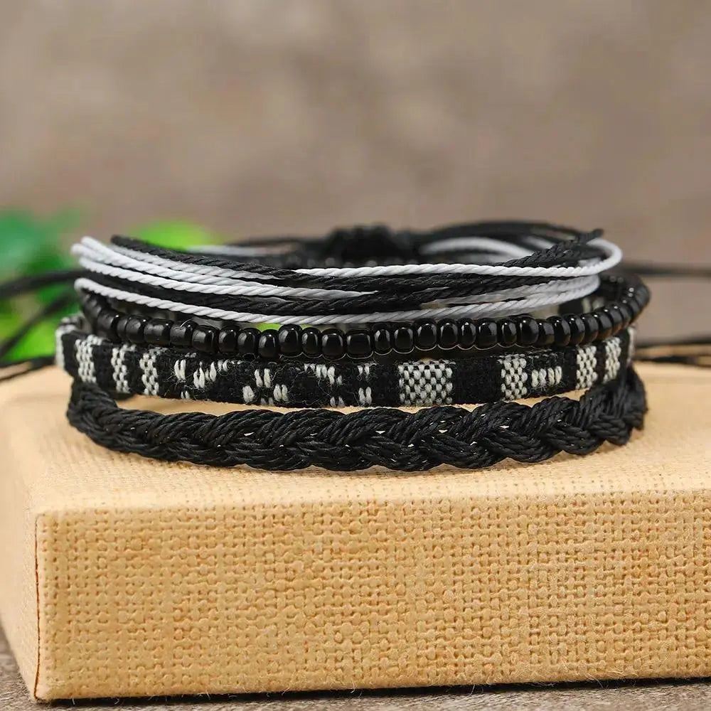 2026 Adjustable Boho Surfer Anklet Set, Unisex Waterproof Braided Rope Accessories (4-24 PCS), Anklets for Women with Boho Beach Style & Surfer Vibe, Waterproof Wear for Outdoor Sports