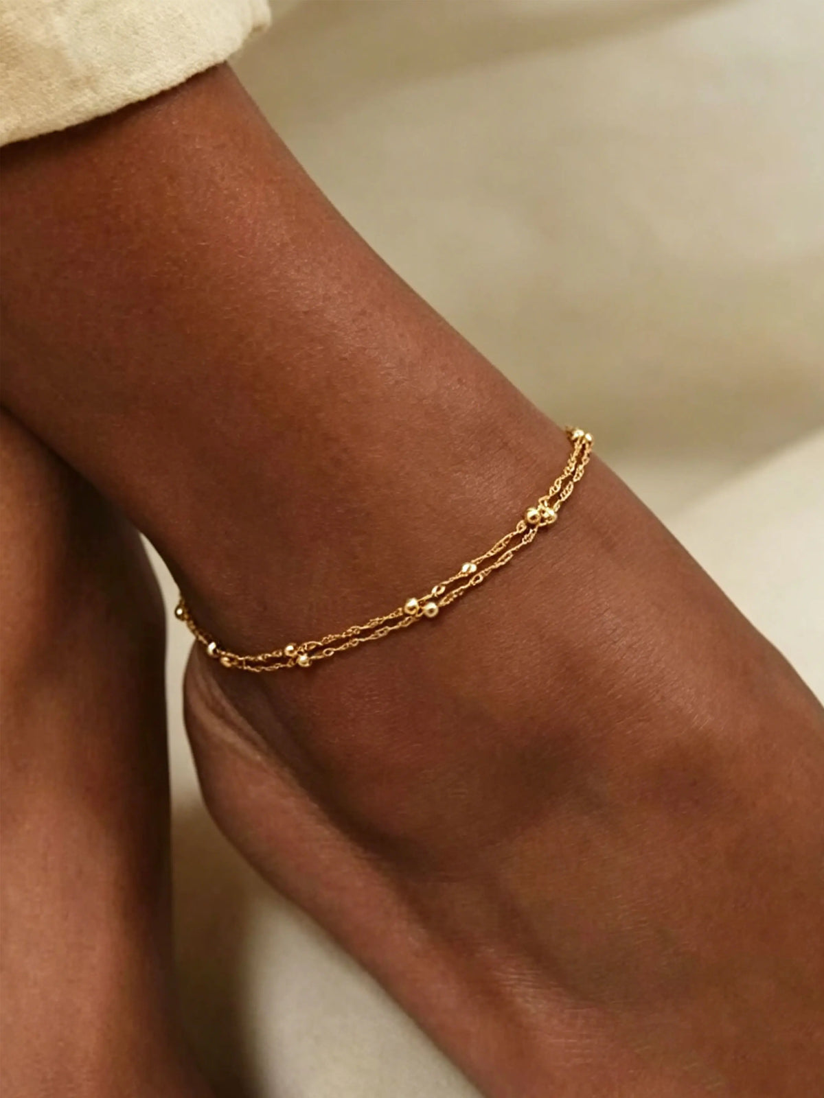 1pc Women's Waterproof Stainless Steel Anklet Bracelet, Matte End Elegant Design, Beach-Friendly Wearable Jewelry, All-Season Accessory