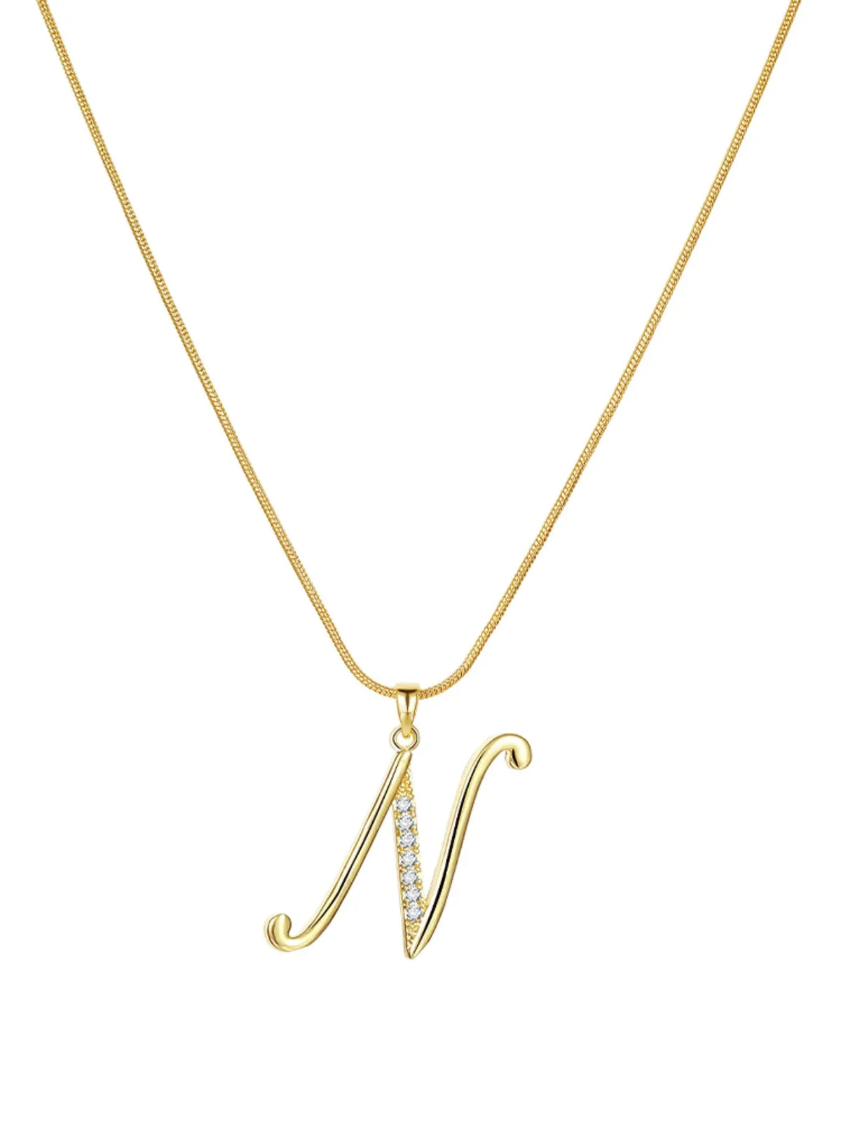 Elegant Simple 26 Letter Copper Zircon Pendant Necklace for Women, Alphabet Letter Necklace, Stylish Jewelry Accessory, Perfect Gift Idea, Necklace Initial, Birthday Gift Jewelry