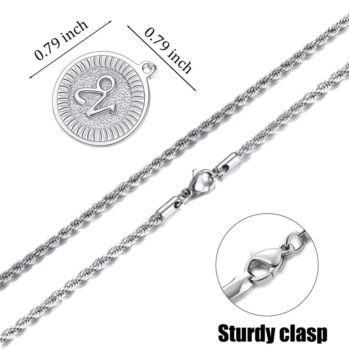 Silver Zodiac Necklace for Men and Women, Stainless Steel Zodiac Pendant Necklace for Women Christmas Gift