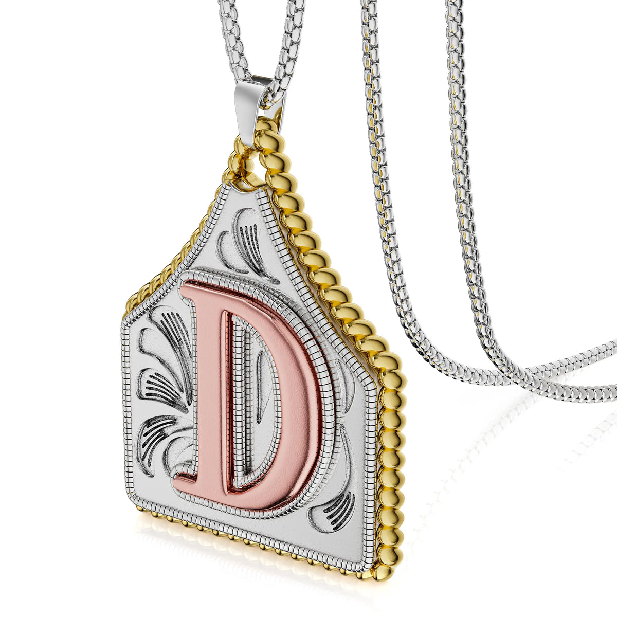 Dearmay Men's 14K Gold Plated Initial Necklace - Alphabet Detail Pendant Chain, Waterproof Hypoallergenic Vintage Western Personalized Jewelry, Unique Gifts for Man, Anniversary Gifts for Him