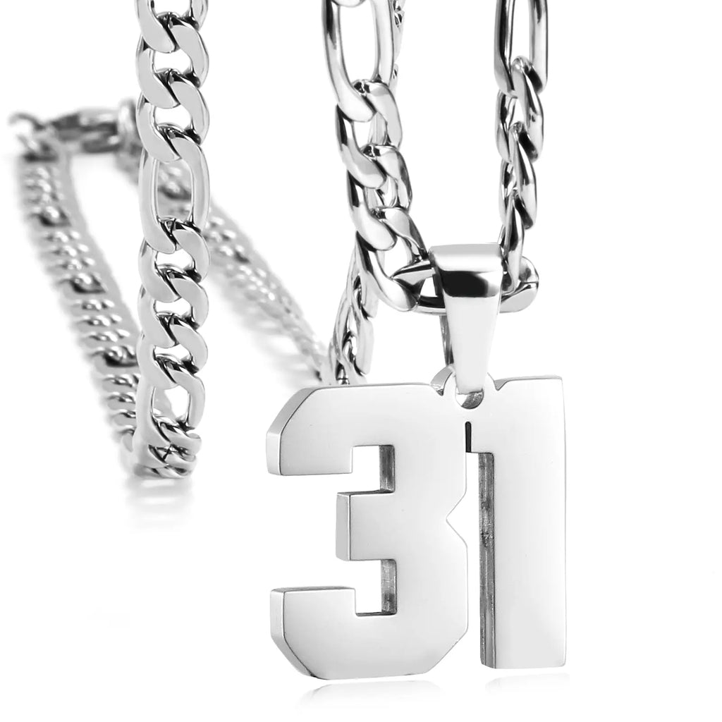 CaptainSteeL Personalized Number Pendant Necklaces for Men - 24in Stainless Steel Chains, Sports Team Inspiration Jewelry Gift, Men's Accessories, Football Drip Accessories, Mens Gifts, Waterproof Wear,sohochic