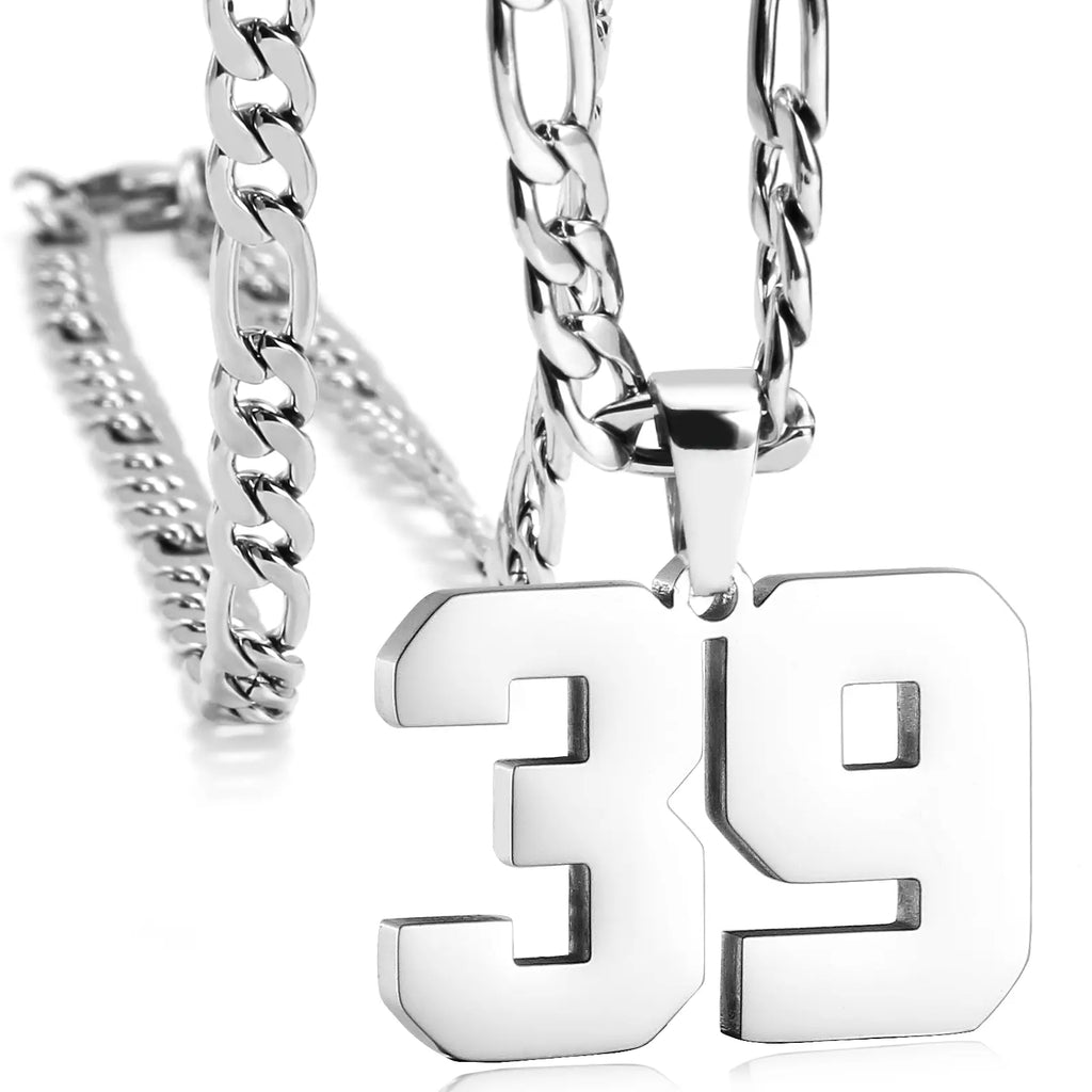 CaptainSteeL Personalized Number Pendant Necklaces for Men - 24in Stainless Steel Chains, Sports Team Inspiration Jewelry Gift, Men's Accessories, Football Drip Accessories, Mens Gifts, Waterproof Wear,sohochic