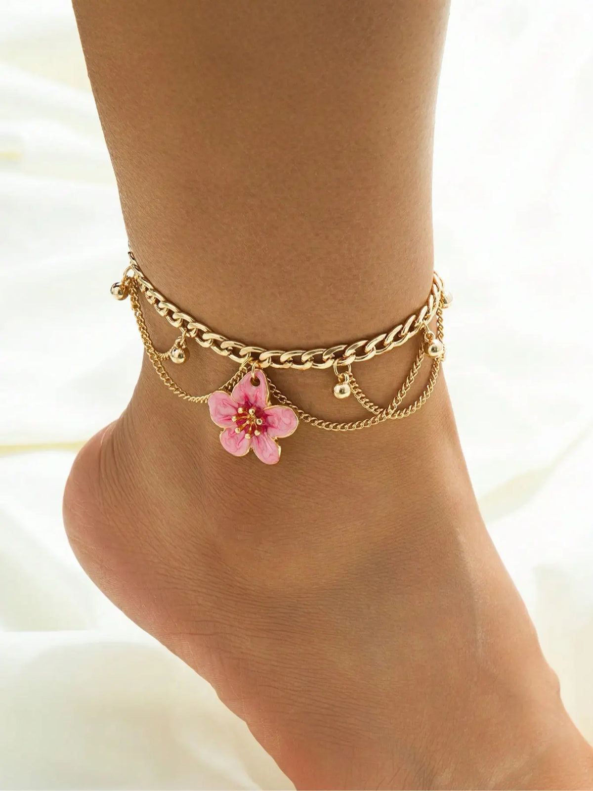 Bohemian Style Anklet Heart Design Dual Layer Simple Beach Anklet Fashion Jewelry Accessory for Parties and Events Style Boho Anklet Fashionable Accessory Fashion Accessories