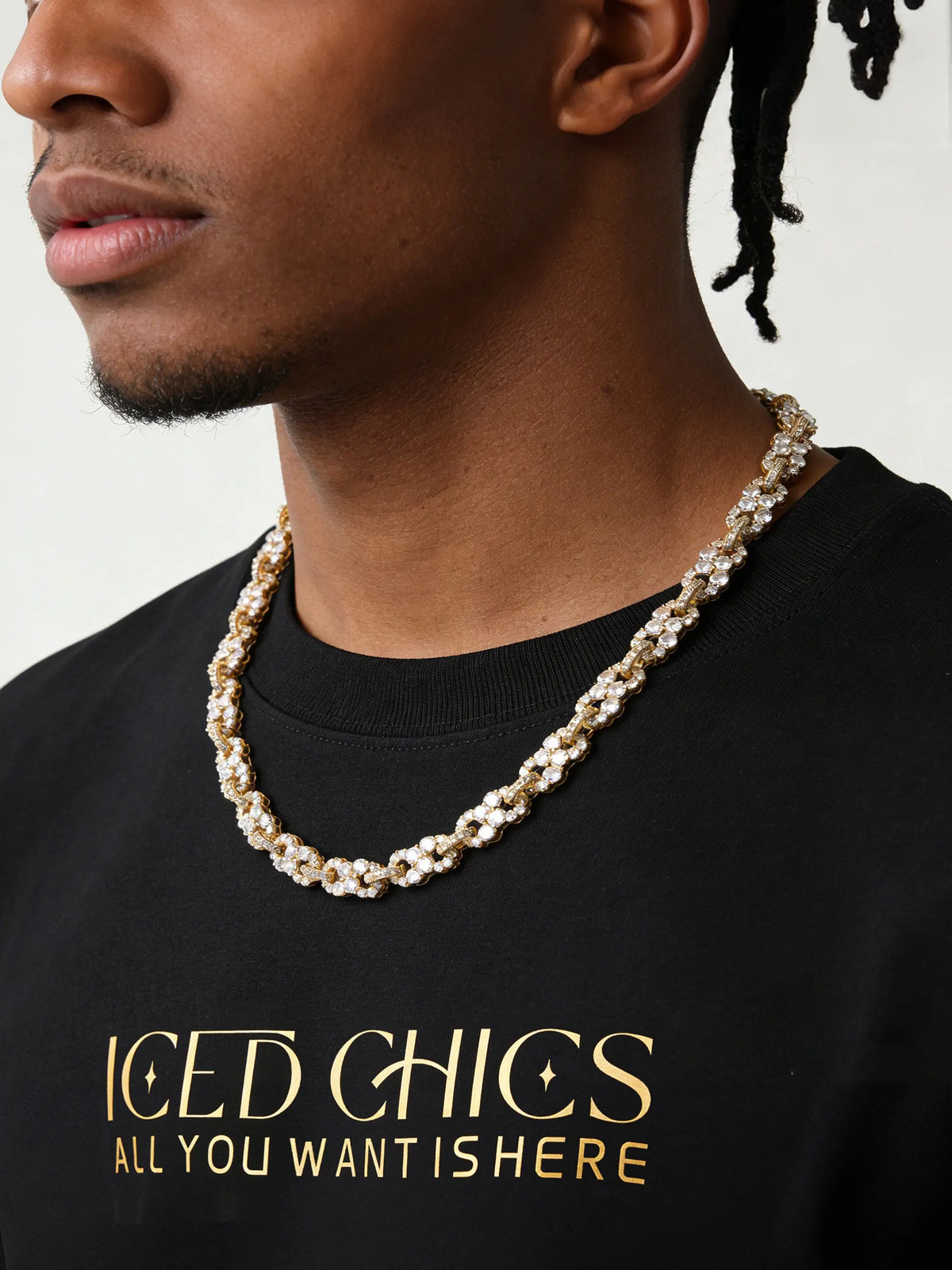 ICED CHICS Unisex Infinity 8 Symbol Fashion Necklace, Hip Hop Style, Street Style Statement Jewelry, Perfect Birthday & Festival Gift, Full Zirconia Chain, Modern Versatile Accessories, Trendy Jewelry